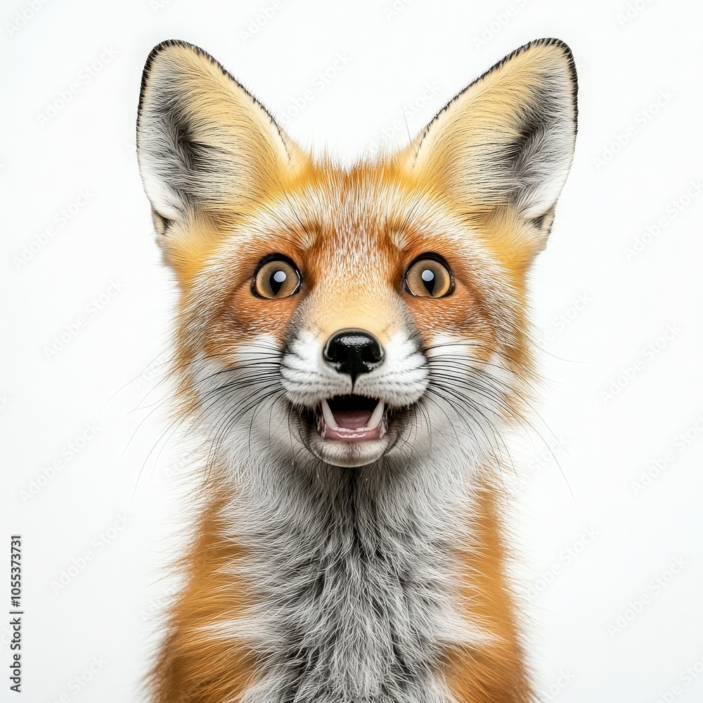 Close-up of a Red Fox with a Surprised Expression. Close-up of a Red Fox with a Surprised Expression.