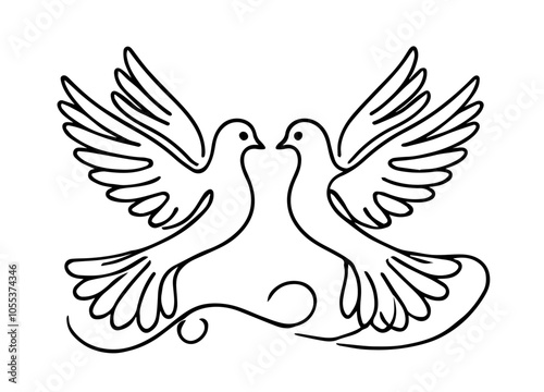 Symbolic love and peace dove designs – black vector collection