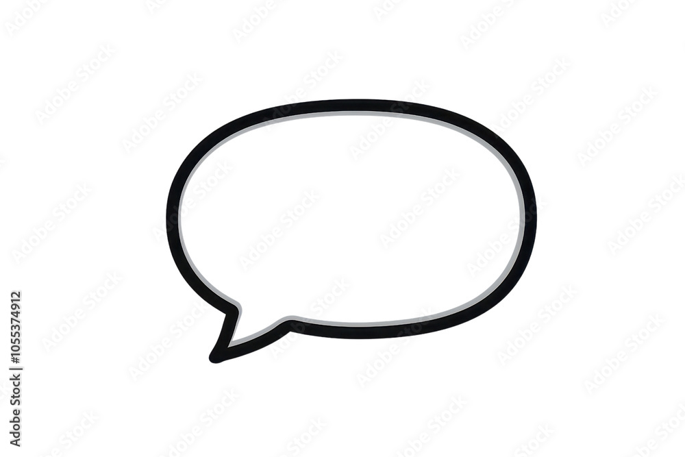 Minimalistic black and white speech bubble outline on a transparent background, ideal for design and communication projects. Minimalistic black and white speech bubble outline on a transparent background, ideal for design and communication projects.