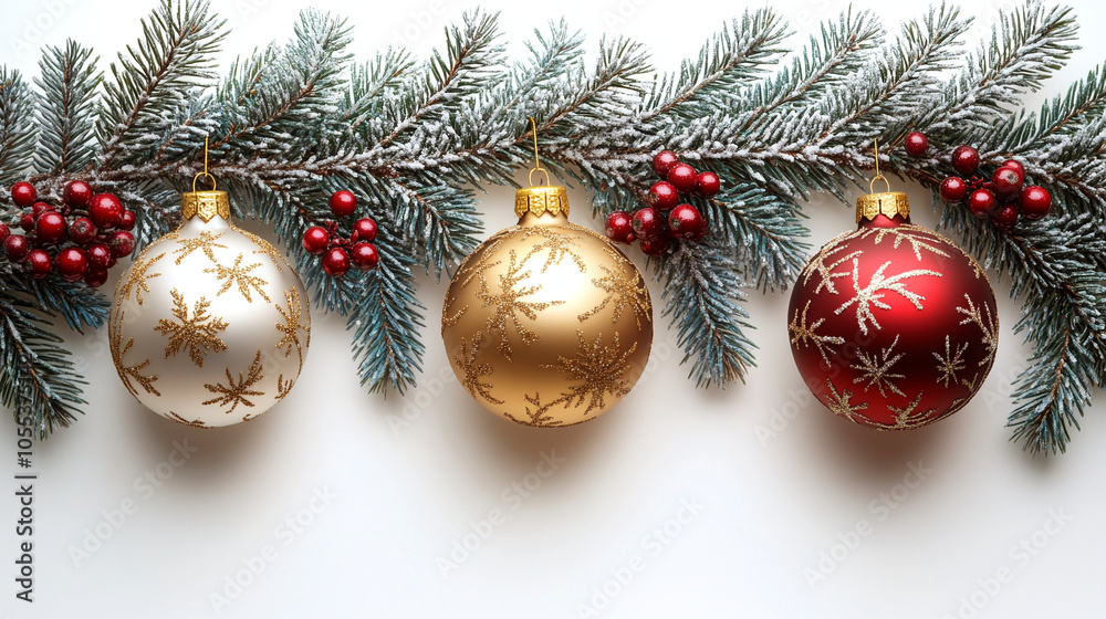 Beautiful New Year decorations on a white background close-up Beautiful New Year decorations on a white background close-up
