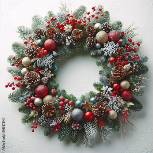 christmas wreath isolated on white