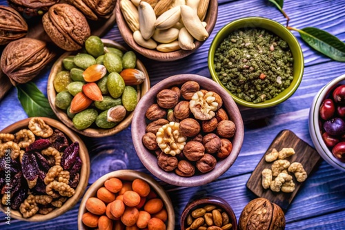 Assorted Dried Fruits and Nuts in High Dynamic Range for Vibrant Food Photography