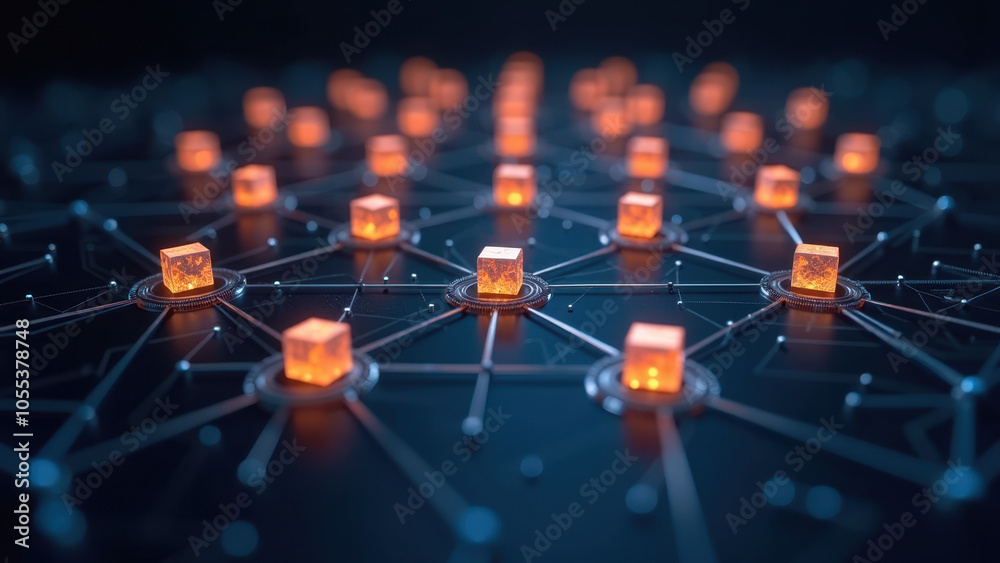 Abstract representation of a complex network with interconnected lights. Abstract representation of a complex network with interconnected lights.