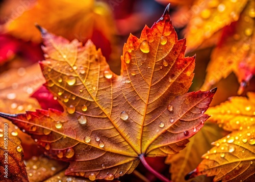 Autumn Leaves Frame with Macro Photography - Vibrant Colors and Textures for Nature Lovers and Seasonal Decor