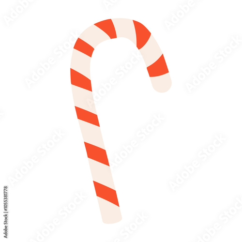 candy cane christmas candy. isolated vector illustration.