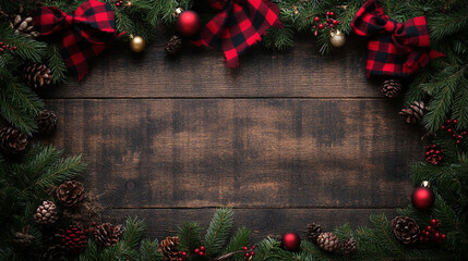 Christmas corner border wooden banner

