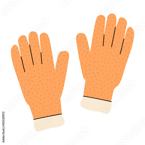 Winter glove in flat style. Winter glove isolated he vnit background. Flat color illustration.