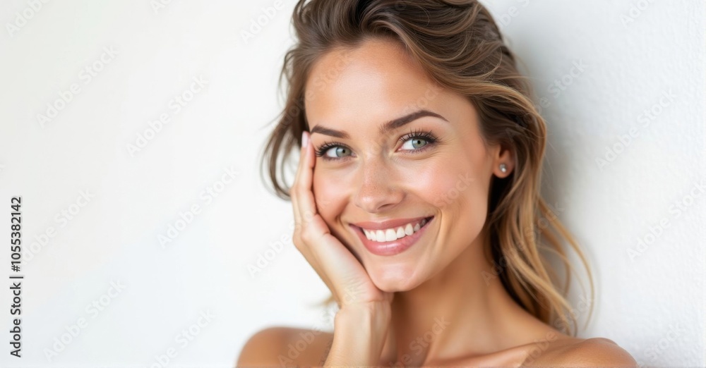 A German woman with light skin and a gentle smile A German woman with light skin and a gentle smile