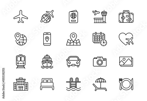 travel icon vacation trip tour 
holiday destination map vector transportation flight arrival guide journey tourist symbol hotel check in airport landmark tourist attractions road trip gps location fly