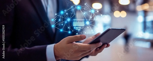 Wallpaper Mural Businessman using smartphone and accessing cloud computing data storage Torontodigital.ca