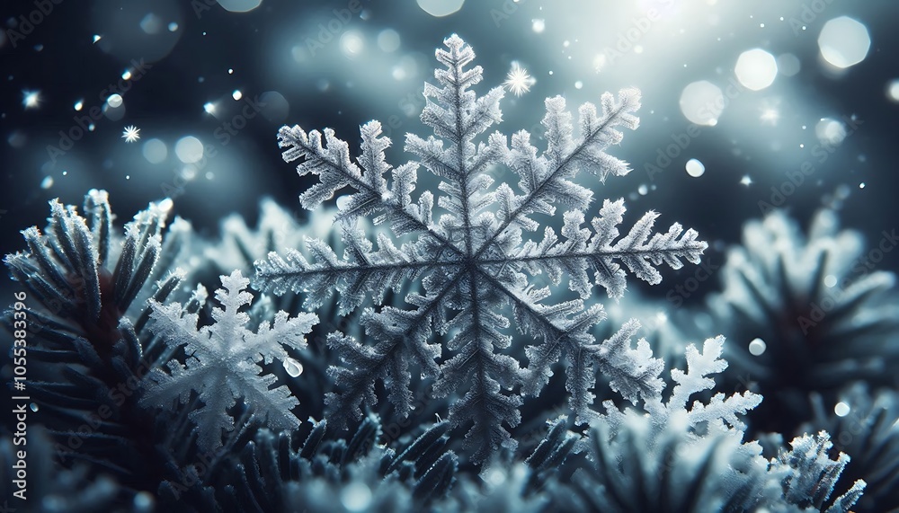 Sugar Dusting Over Snowflakes background,generative ai Sugar Dusting Over Snowflakes background,generative ai