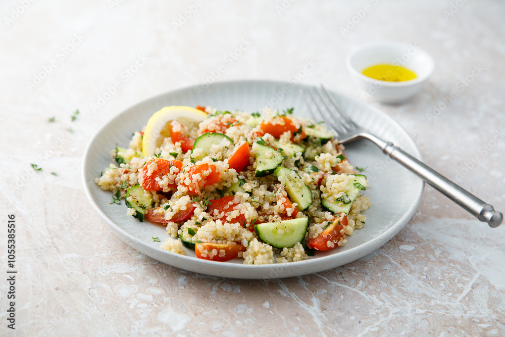 Healthy quinoa salad with tomatoes and cucumber Healthy quinoa salad with tomatoes and cucumber