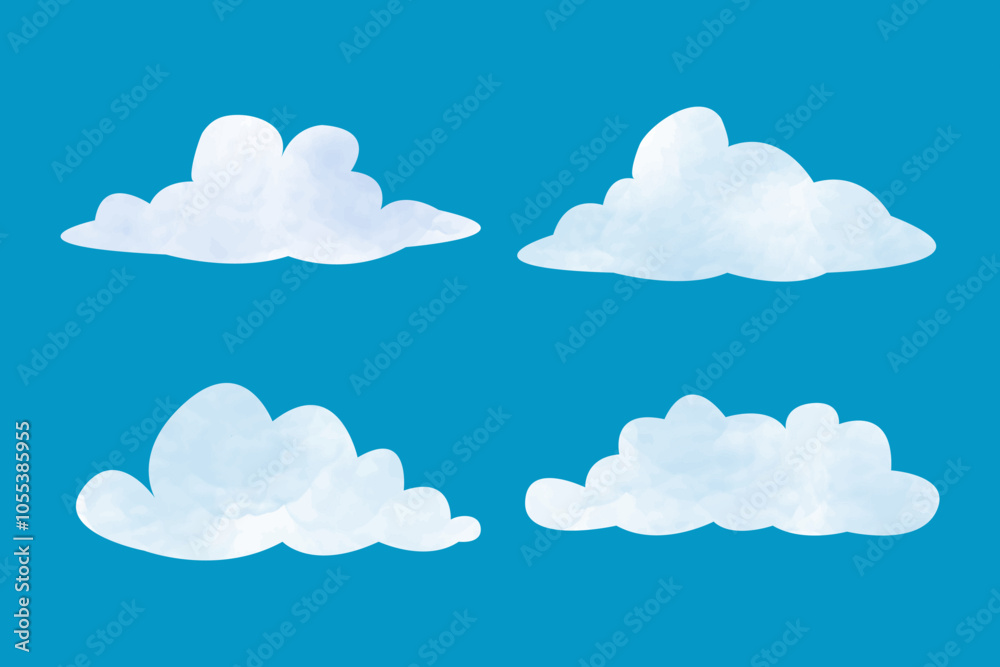 Set of watercolor clouds Set of watercolor clouds