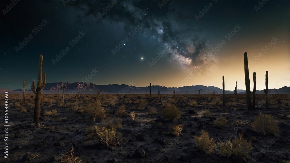 a desert night photography in wild with stars in sky ai gen a desert night photography in wild with stars in sky ai gen