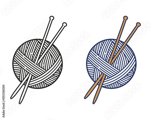 Yarn Ball Vector Image, Knitting Yarn Wool Ball Vector.