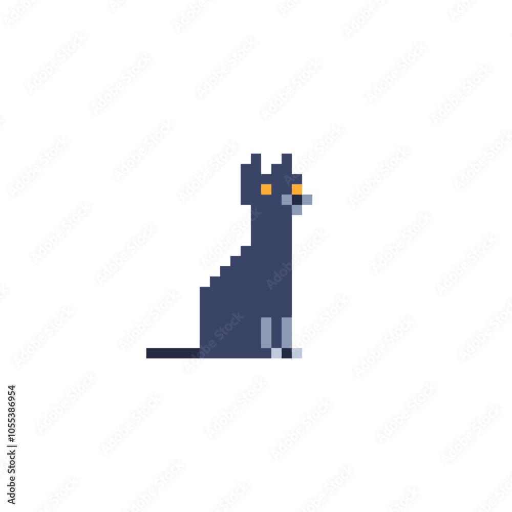 Obraz premium Cat pixel art icon isolated vector illustration. 8-bit sprite. Cute pet. Stickers design. Logo design template for pet shops, veterinary clinics and animal shelters homeless.