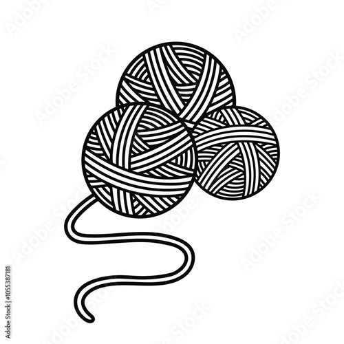 Wool Thread Vector Image, Knitting Wool Ball Image, Yarn of Ball Vector Clip art.