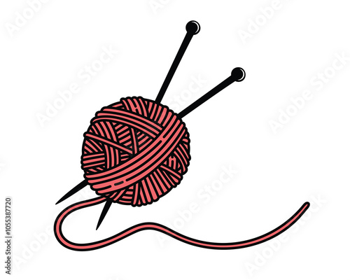 Thread Wool Vector, Yarn Ball Vector, Knitting Ball Wool Vector.