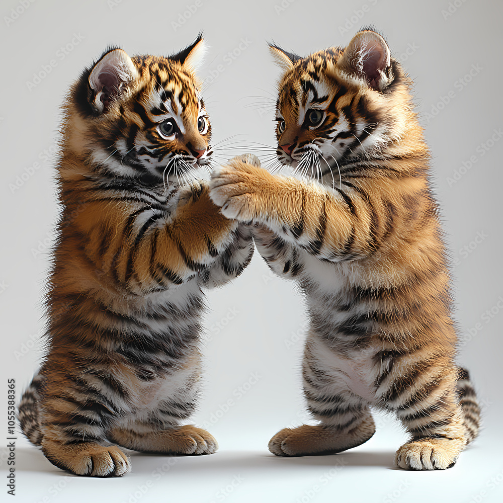 Fototapeta premium Tigers have powerful builds, bold orange fur with black stripes, and intense eyes. There is a sense of strength and grace about the tiger's face, with sharp features and a focused gaze.
