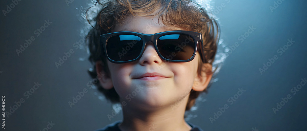 Cool Kid Wearing Sunglasses and Looking at Camera Cool Kid Wearing Sunglasses and Looking at Camera