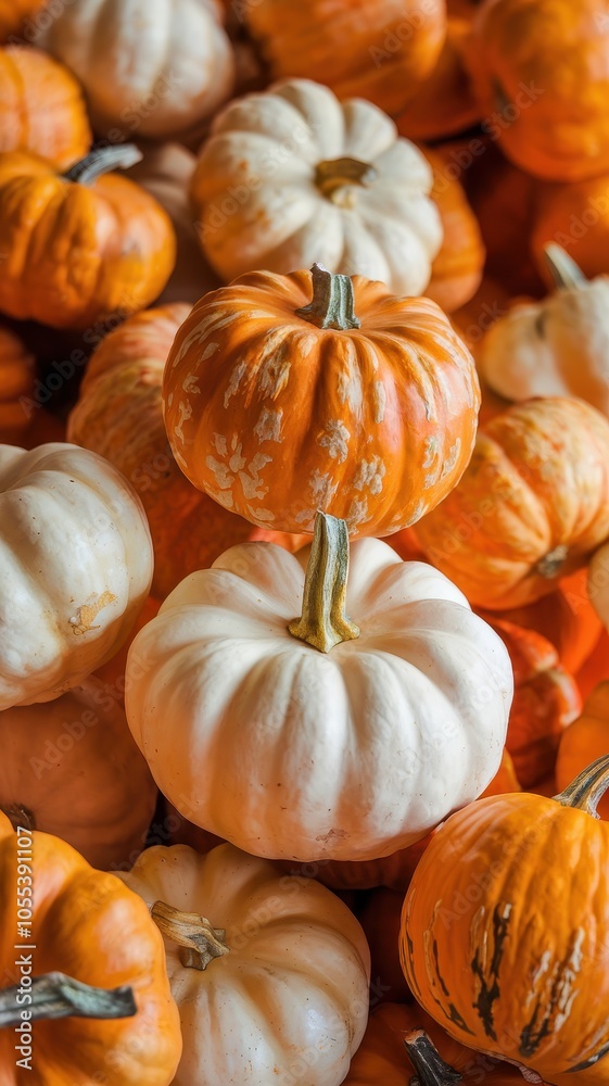 Autumn Harvest of Small Pumpkins in Natural Colors Autumn Harvest of Small Pumpkins in Natural Colors
