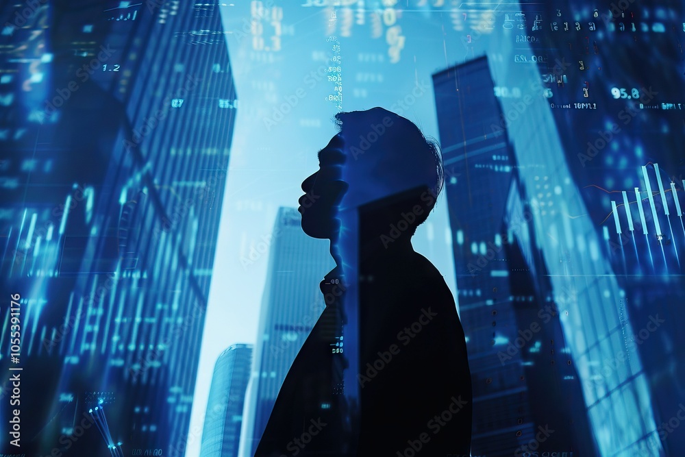 Silhouette businessman teamwork skyscrapers forex statistics financial research. Silhouette businessman teamwork skyscrapers forex statistics financial research.