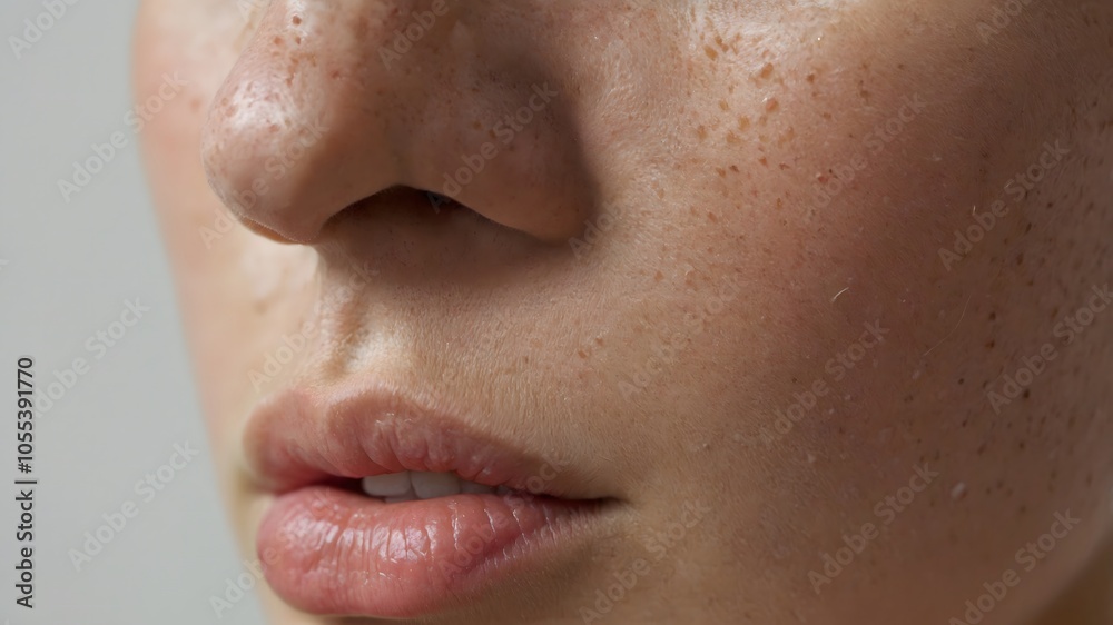 Close-Up of Woman's Nose and Cheeks in Natural Light Close-Up of Woman's Nose and Cheeks in Natural Light