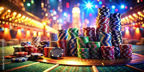 Captivating Casino Scene with Poker Table, Chips, and Cards - Ultimate Gaming Experience