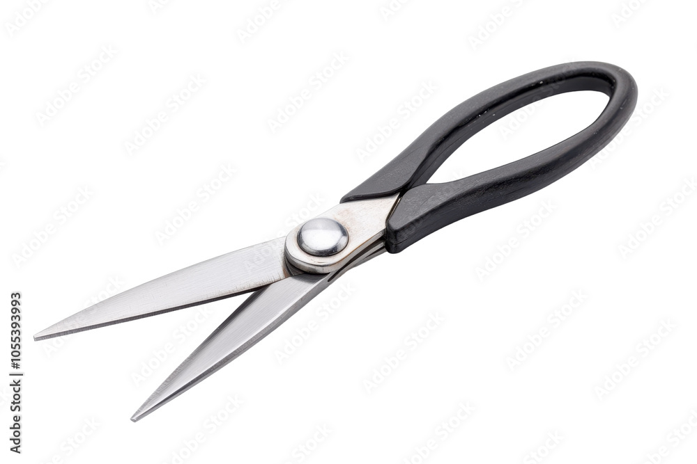 Precision cutting with sleek scissors on a clean white background Precision cutting with sleek scissors on a clean white background