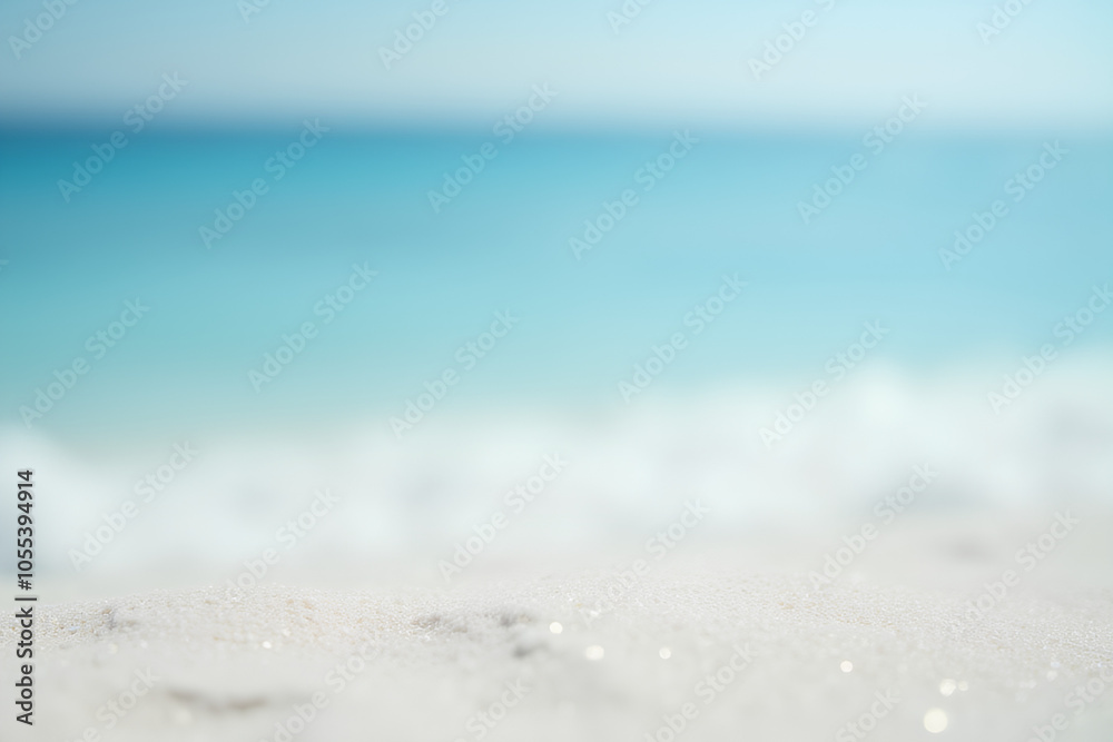background with sparkling white sand and blue blurred sea background with sparkling white sand and blue blurred sea