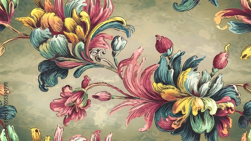 Abstract hand-drawn floral seamless pattern, vintage background. Floral pattern can be used for wallpaper, textile, pattern fills, web page background, surface textures, packaging, and invitations
