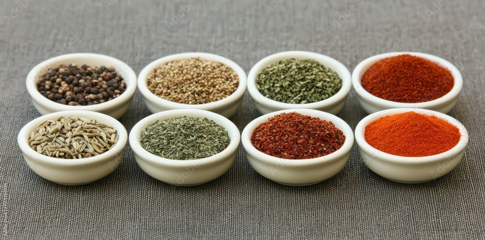 Vibrant and fragrant assorted spices for the perfect marinade to elevate your culinary creations.
