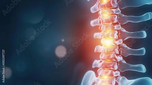 Medical illustration of a spine with highlighted areas of pain, bright colors, educational and informative concept photo