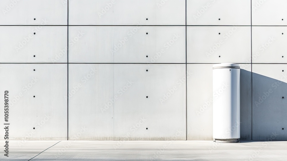 Modern Minimalist Wall with White Cylinder Object Modern Minimalist Wall with White Cylinder Object