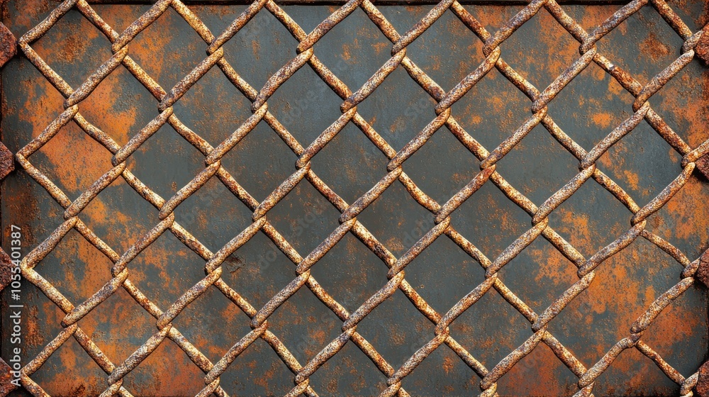 Fototapeta premium Rusty Metal Grate with Distressed Texture and Pattern