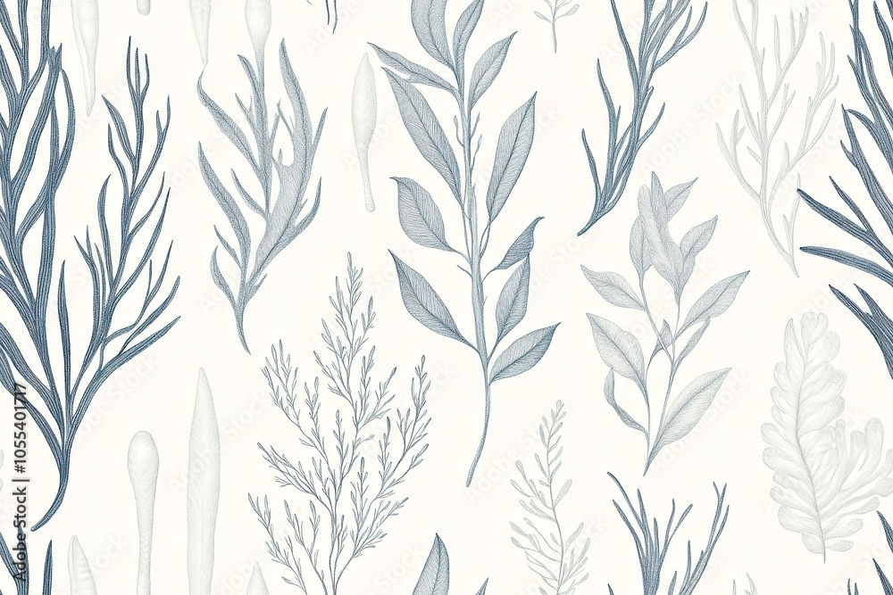Elegant botanical illustration in muted tones Elegant botanical illustration in muted tones
