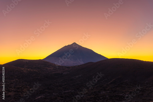 Volcano Teide on sunset golden hour. Tenerife, Canary Islands, Spain