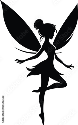 Fairy Silhouette, Fairy, Tooth Fairy, Fairies, magic fairy design - Silhouette of a fairy. Decoration for windows, wall and interior design 