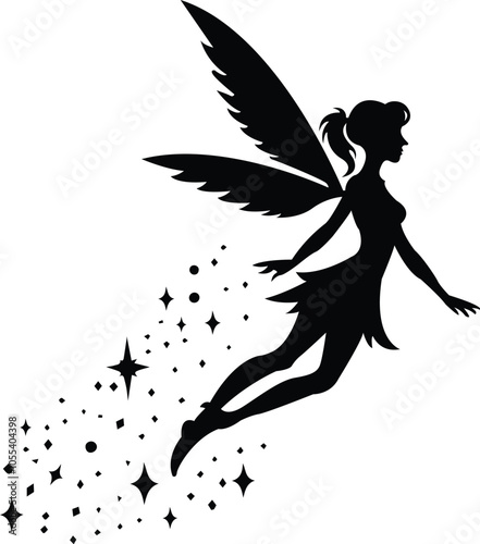 Fairy Silhouette, Fairy, Tooth Fairy, Fairies, magic fairy design - Silhouette of a fairy. Decoration for windows, wall and interior design 