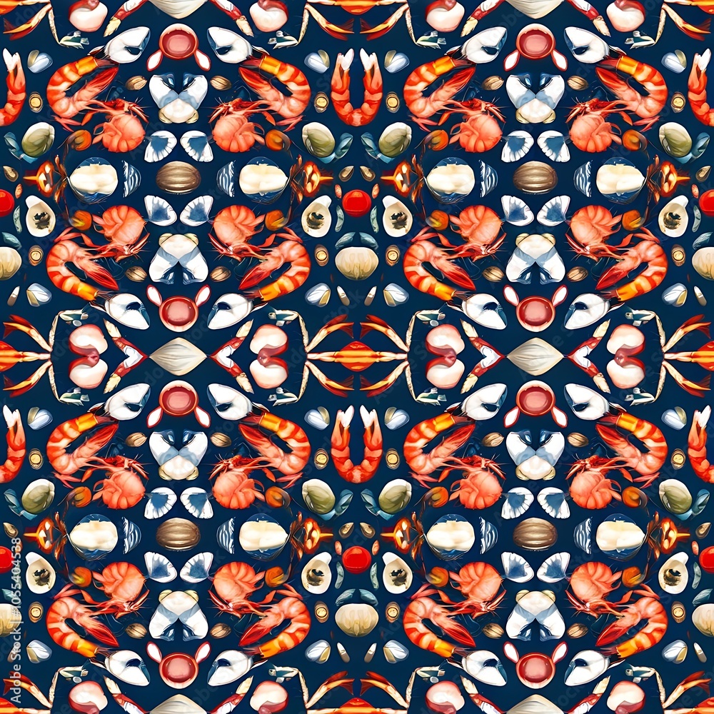 Vector seafood seamless pattern