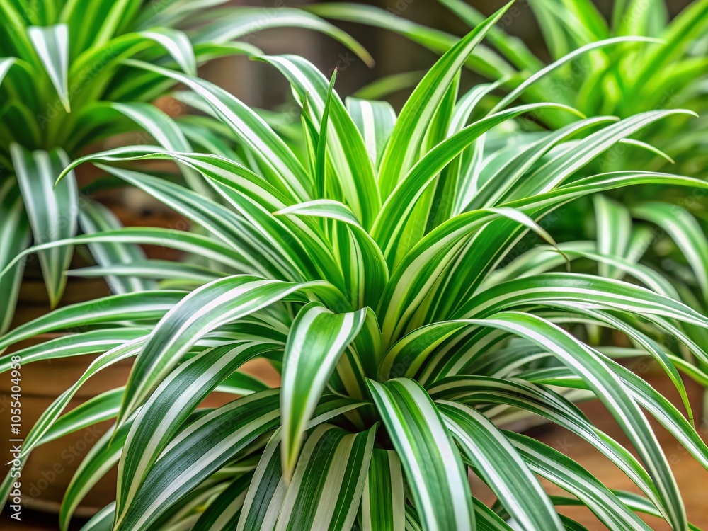 Closeup of Chlorophytum Plant - Spider Plant Indoors for Natural Home Decor Inspiration Closeup of Chlorophytum Plant - Spider Plant Indoors for Natural Home Decor Inspiration