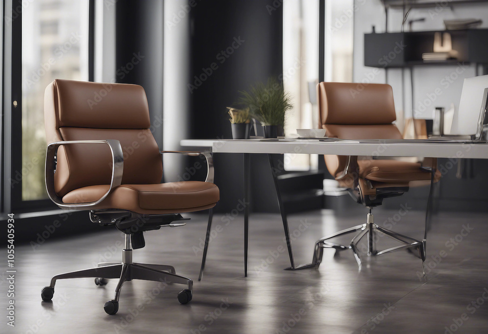Set of modern luxury genuine leather office chairs in different colours isolated on transparent back Set of modern luxury genuine leather office chairs in different colours isolated on transparent back