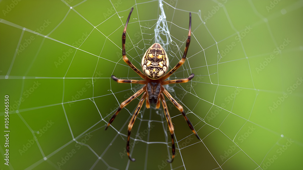 Spider web close-up illustration. Generative AI Spider web close-up illustration. Generative AI