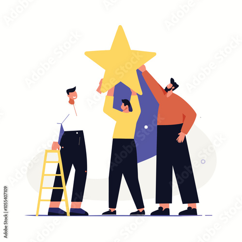  reach star teamwork support achieve business illustration