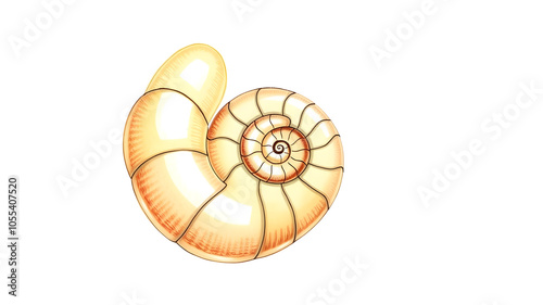 Spiral seashell illustration. Generative AI photo