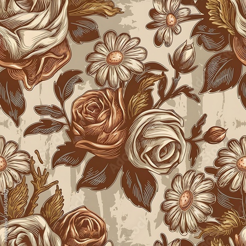 Abstract hand-drawn floral seamless pattern, vintage background. Floral pattern can be used for wallpaper, textile, pattern fills, web page background, surface textures, packaging, and invitations