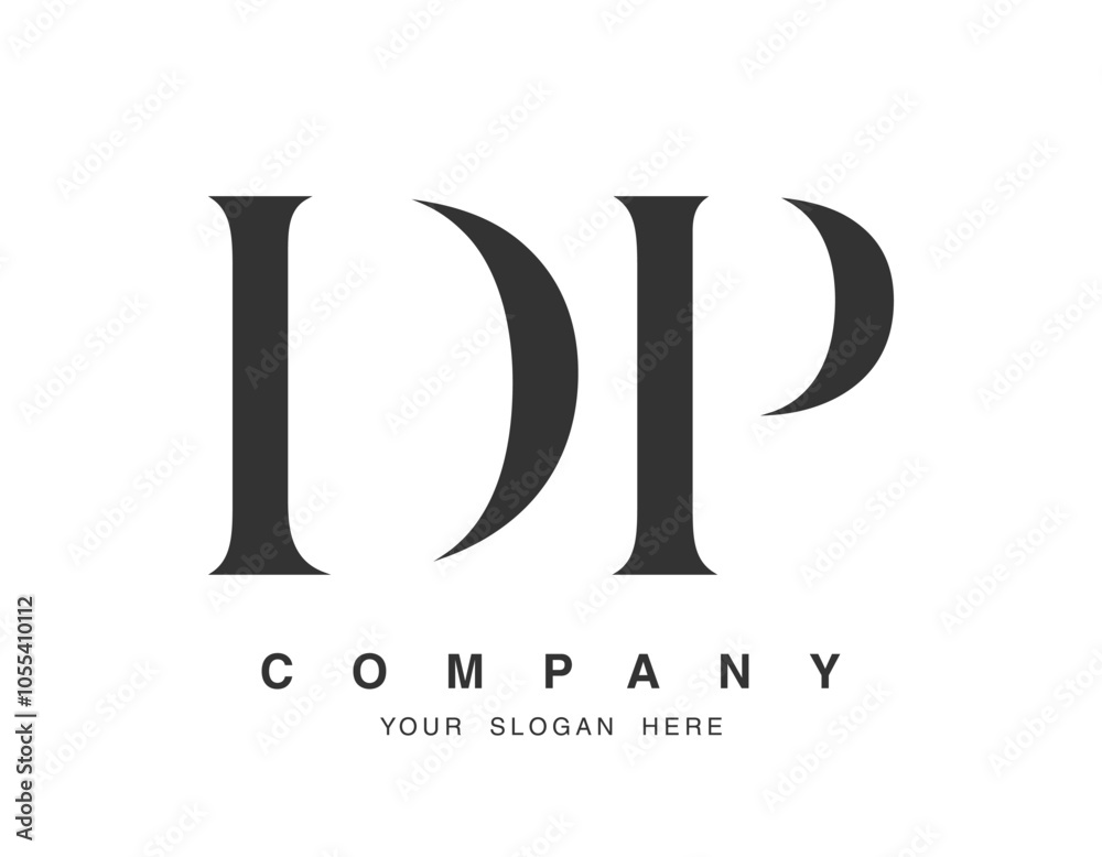 DP logo design. Initial letter d and p serif font style. Creative classic company name typography. Trendy logotype or identity.