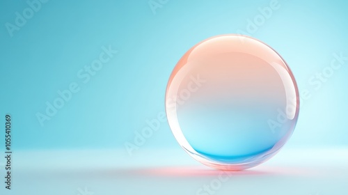 Blue and pink clear glass balls on a blue background.