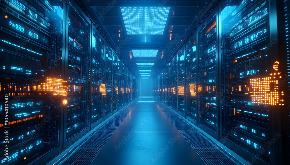 Illuminated Server Racks in a Modern Data Center Illuminated Server Racks in a Modern Data Center