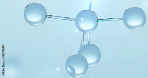 Realistic molecules background. Science illustration of molecule.  collagen serum drop with cosmetic advertising background. 